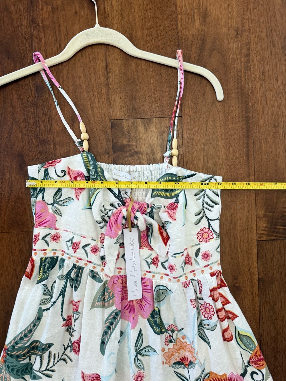 House of Harlow 1960 White Maxi Dress with Pink & Green Floral Print - Picture 8 of 9